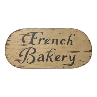 Late 20th Century Rustic Distressed Wooden French Bakery Sign For Sale