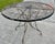 Mid 20th Century Round Wrought Iron Table W/Umbrella Hole Mesh Top Salterini Woodard Style Outdoor For Sale - Image 4 of 11