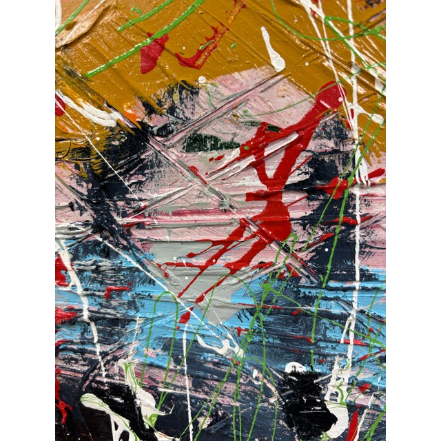 Large Vintage Abstract Surrealist Oil Painting 46 X 34 For Sale - Image 4 of 7