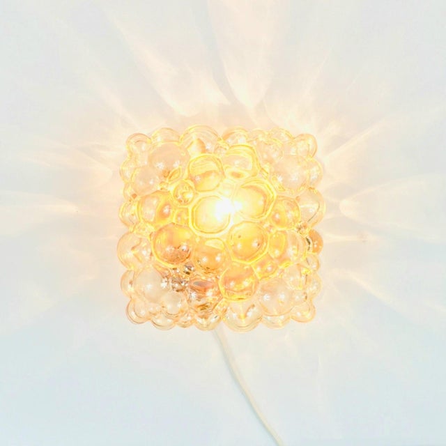 1970s Mid-Century Modern Amber Bubble Glass Wall Light by Helena Tynell for Limburg, Germany, 1970s For Sale - Image 5 of 9