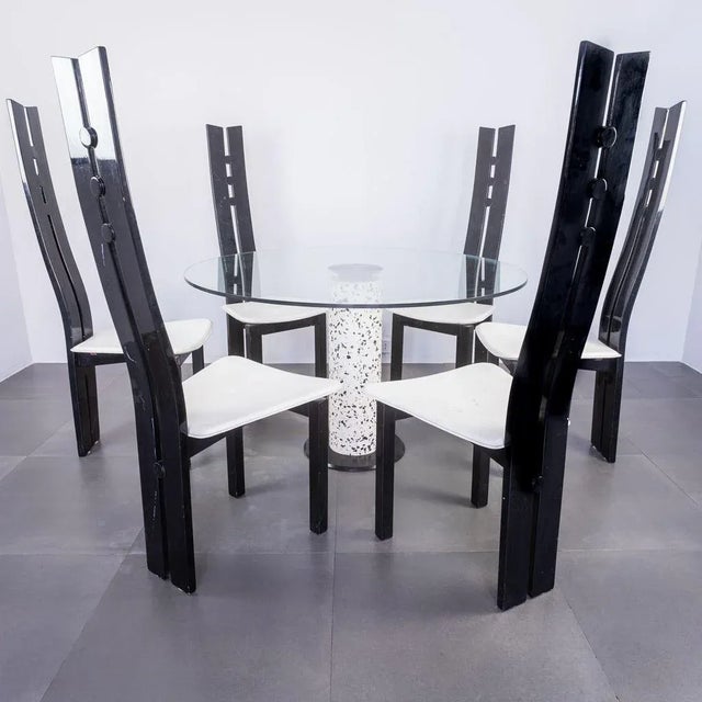 Glass Dining Table & 6 Chairs, 1980s, Set of 7 For Sale - Image 13 of 13
