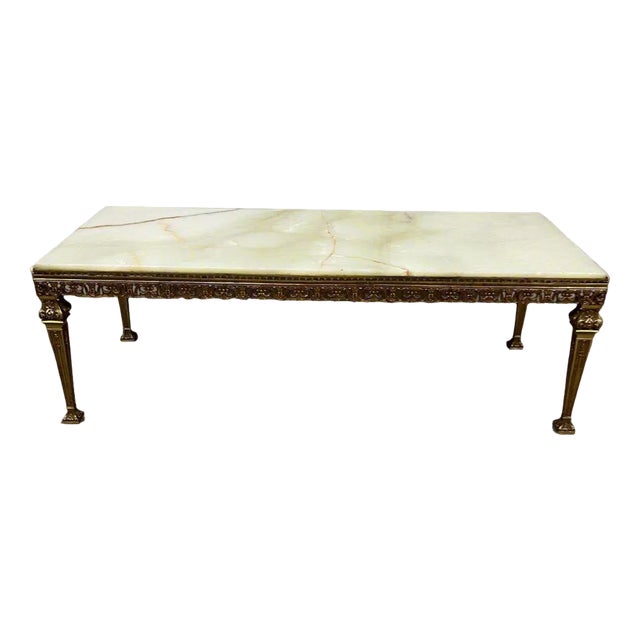 Brass and Marble Living Room Table For Sale