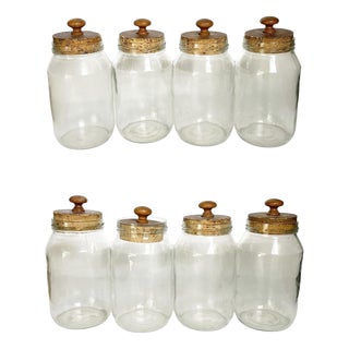 Glass Jars with Cork Stoppers, France, 1950s, Set of 8 For Sale