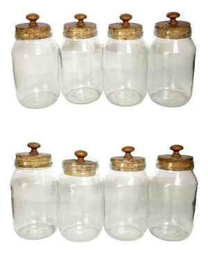 Glass Jars with Cork Stoppers, France, 1950s, Set of 8