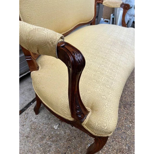 Mid 20th Century Vintage French Style Fruitwood Carved Settee Canape. For Sale - Image 4 of 11