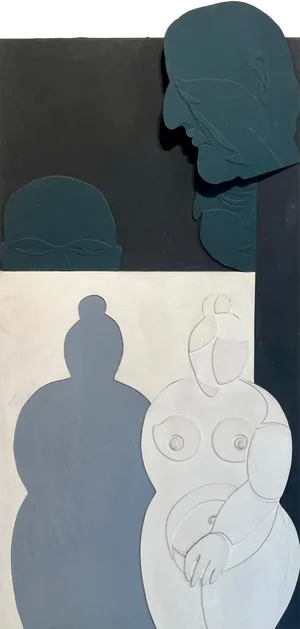 Attilio Lunardi, Material Work, Painting Susanna and the Elders, 1970s, Acrylic