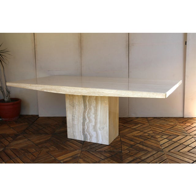 Stone 1980s Mid-Century Italian Postmodern Beige Travertine Dining Table by Stone International For Sale - Image 7 of 18