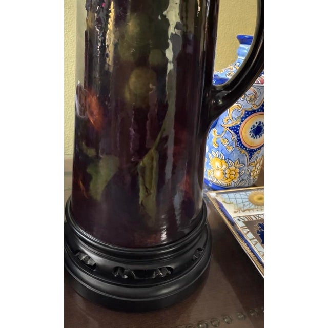 1930s 1920s Weller Pottery Ewer Form Lamp in Jewel-Toned Flambe Glaze For Sale - Image 5 of 6