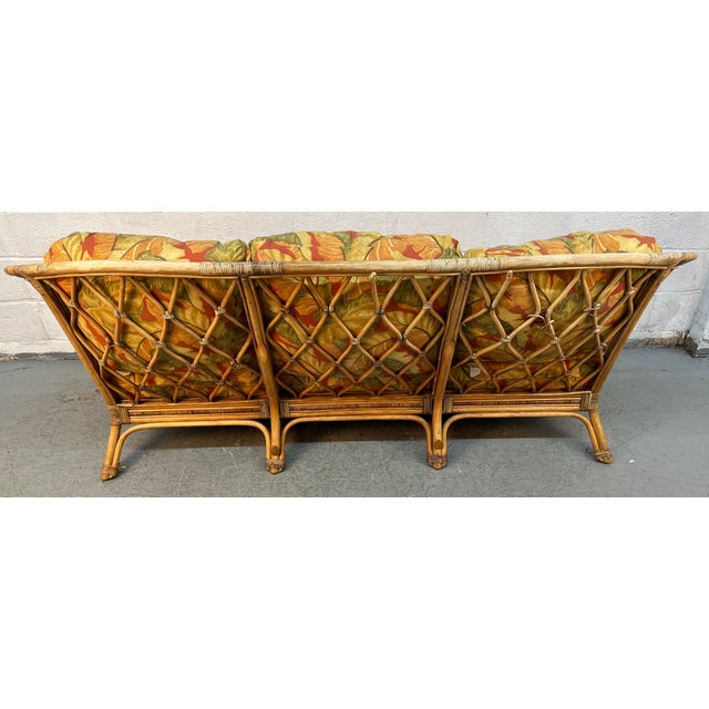 Boho Chic Vintage Palm Beach-Style Reed and Rattan Sofa For Sale - Image 3 of 10