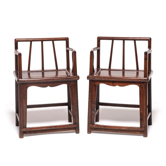 Brown Pair of Chinese Spindleback Chairs, C. 1850 For Sale - Image 8 of 8