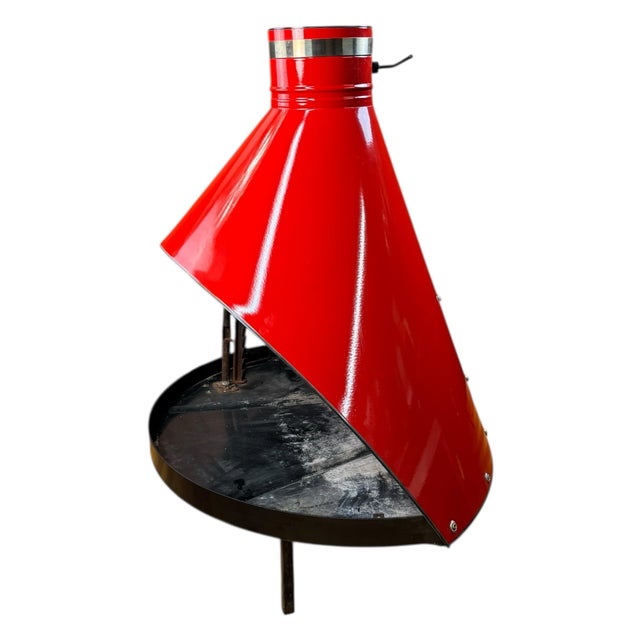 1970s Vintage Preway Freestanding Red Porcelain Fireplace For Sale - Image 5 of 10