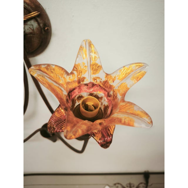 Two-Light Wall Lamp with Murano Glass, 1980s For Sale - Image 6 of 11