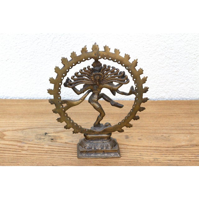 Brass Cosmic Circle of Fire Patinated Nataraja For Sale - Image 8 of 11