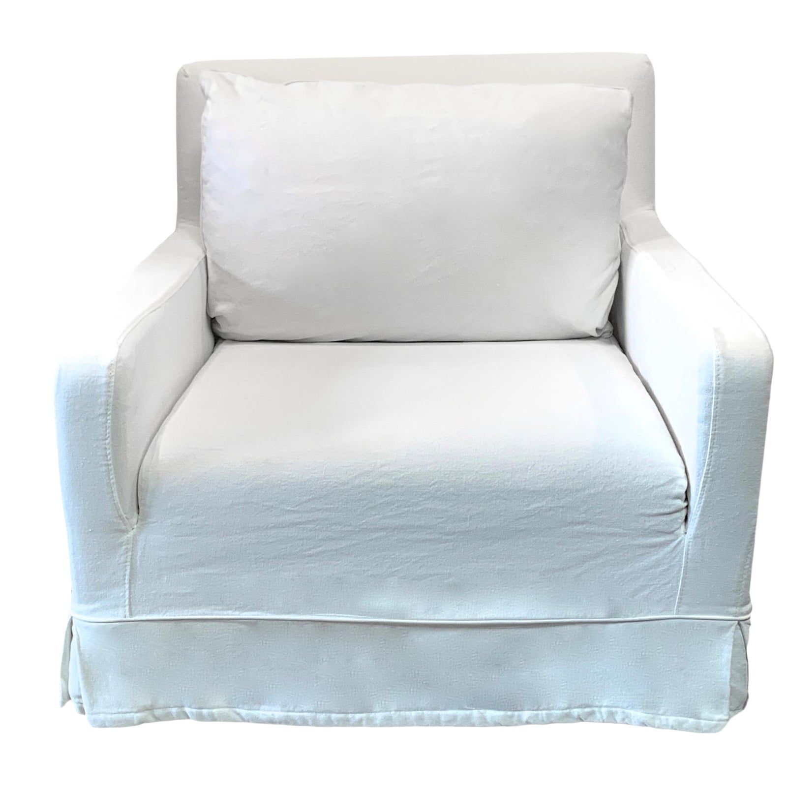 Restoration Hardware White Belgian Linen Slipcover Lounge Chair Chairish