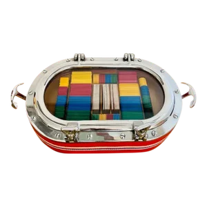Porthole Poker Chip Set 1970s Yacht Chrome and Leather Custom Commissioned for Broadway Lyricist Fred Ebb
