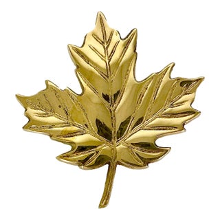 Mid-Century Boho Chic Hollywood Regency Brass Maple Leaf Sculptural Wall Object. For Sale