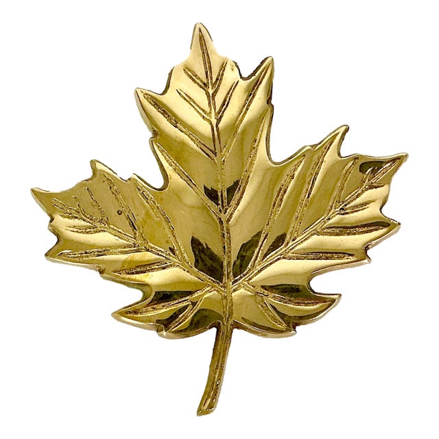 Mid-Century Boho Chic Hollywood Regency Brass Maple Leaf Sculptural Wall Object. For Sale