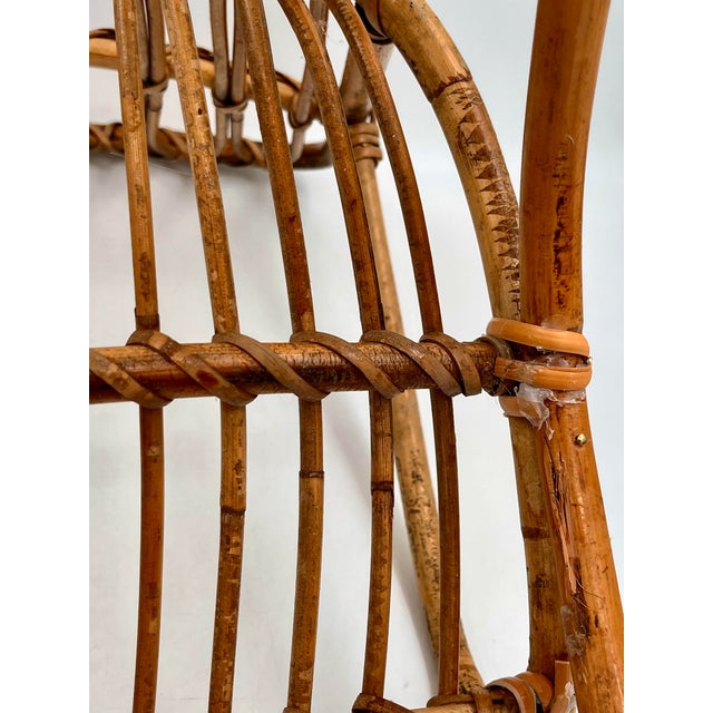 Mid-Century Franco Albini Style Child's Rattan Bamboo Rocking Chair For Sale - Image 10 of 11