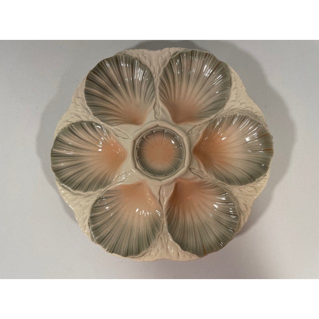 Art Deco 1920s French Sarreguemines Majolica Oyster Plate For Sale - Image 3 of 11
