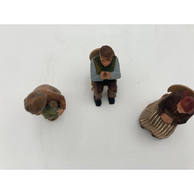 Vintage Swiss Wood Carved Figures - Set of 3 For Sale - Image 4 of 6