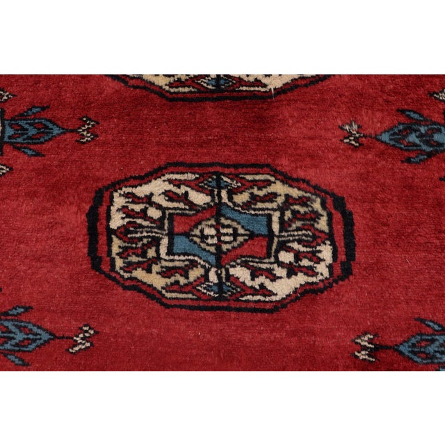 Textile Rustic Bokhara Red/Blue Hand Knotted Wool Rug For Sale - Image 7 of 9