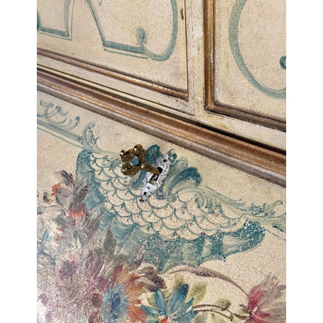Vintage Italian Venetian Hand Painted Secretary Desk W/ Bookcase Top For Sale - Image 17 of 17
