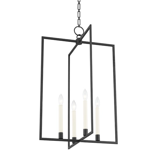 Transitional Mark D. Sikes 4 Light Middleborough Pendant, Large, Aged Iron For Sale - Image 3 of 3