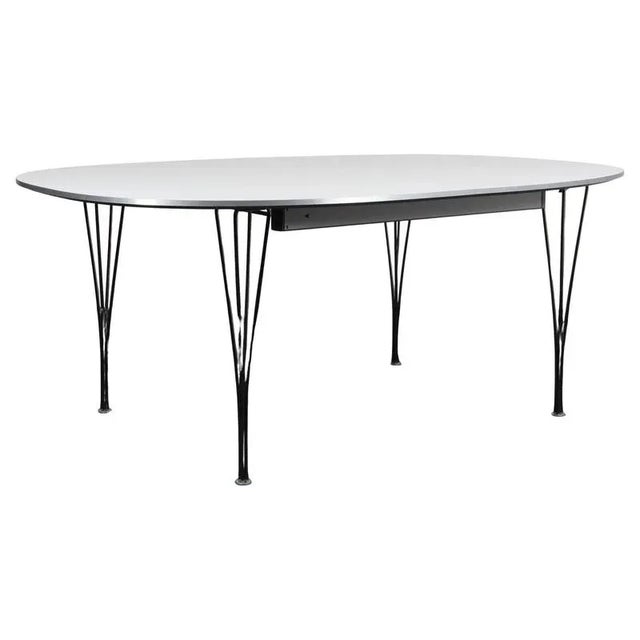 Super Elipse Extendable Dining Table attributed to Piet Hein for Fritz Hansen For Sale - Image 9 of 9