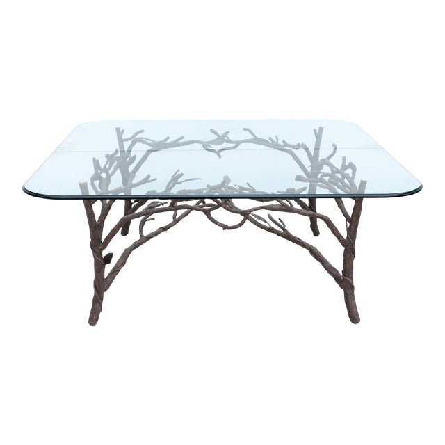 1980s Handcrafted Wrought Iron "Tree Branch" Coffee Table in the Style