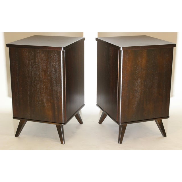 Swedish Moderne Dark Walnut Bedside Cabinets, 1940s - A Pair For Sale - Image 11 of 13