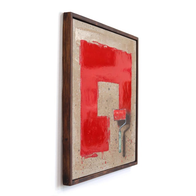 Over the Top - Surrealist Red Paint Brush Rectangle Pop Art on Canvas ...