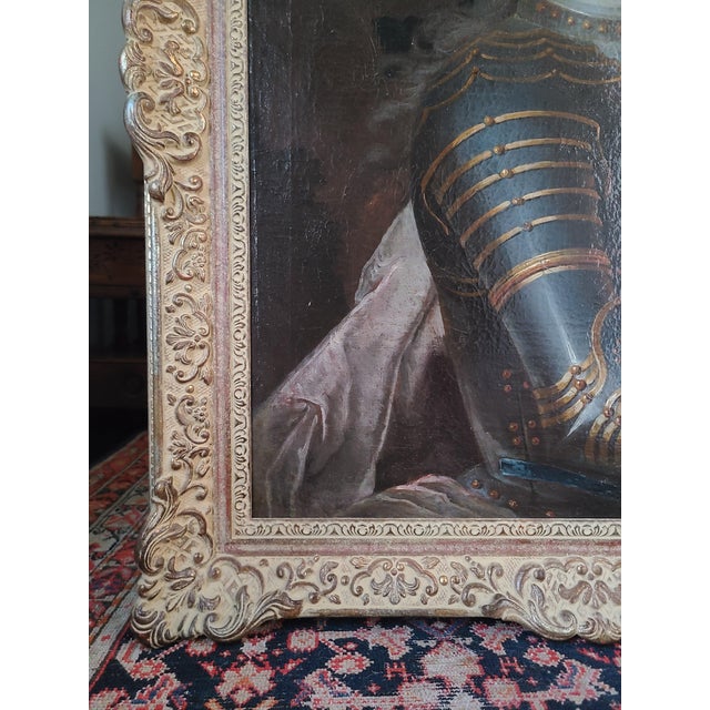 Antique 18th Century French Oil Painting Portrait of a Gentleman in Armor For Sale - Image 10 of 14