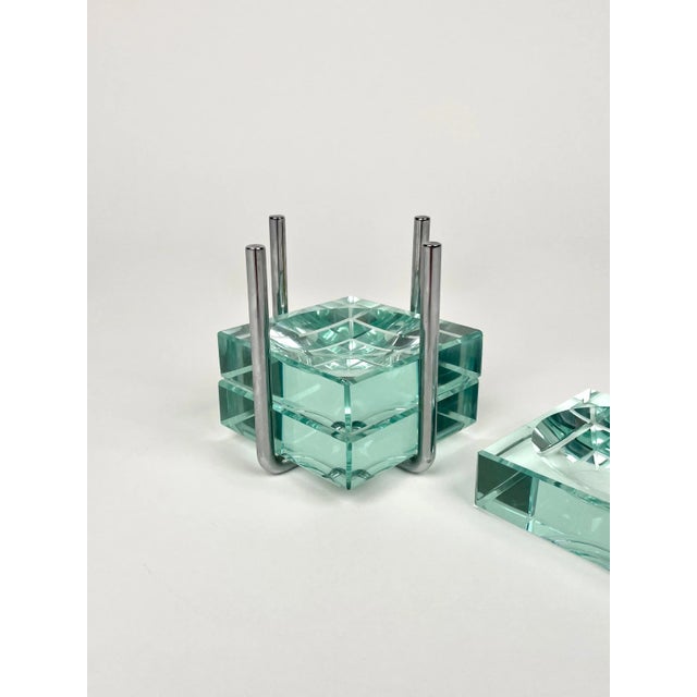 Ashtrays in Glass & Steel with Stand by Gallotti & Radice, Italy, 1970s, Set of 4 For Sale - Image 11 of 12