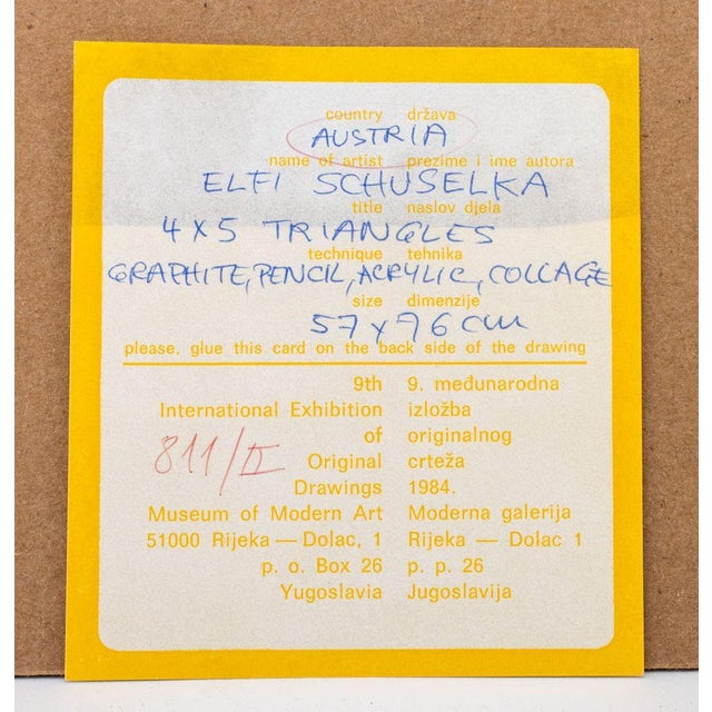 Paper Elfi Schuselka "4 X 5 Triangles" Mixed Media For Sale - Image 7 of 7