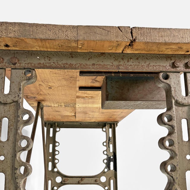 Vintage Italian Industrial Wooden and Cast Iron Console, 1800s For Sale - Image 15 of 18