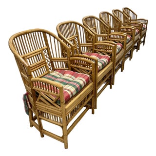 Fantastic Set of 6 Brighton Chinese Chippendale Hollywood Regency Bamboo Chairs For Sale
