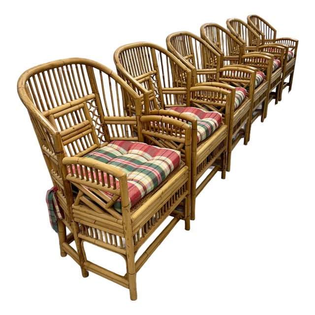 Fantastic Set of 6 Brighton Chinese Chippendale Hollywood Regency Bamboo Chairs For Sale