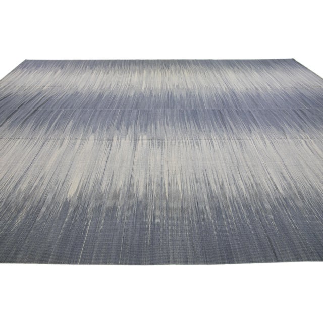 2010s 2010s Contemporary Kilim Wool Rug Flatweave With Abstract Gray Design For Sale - Image 5 of 7