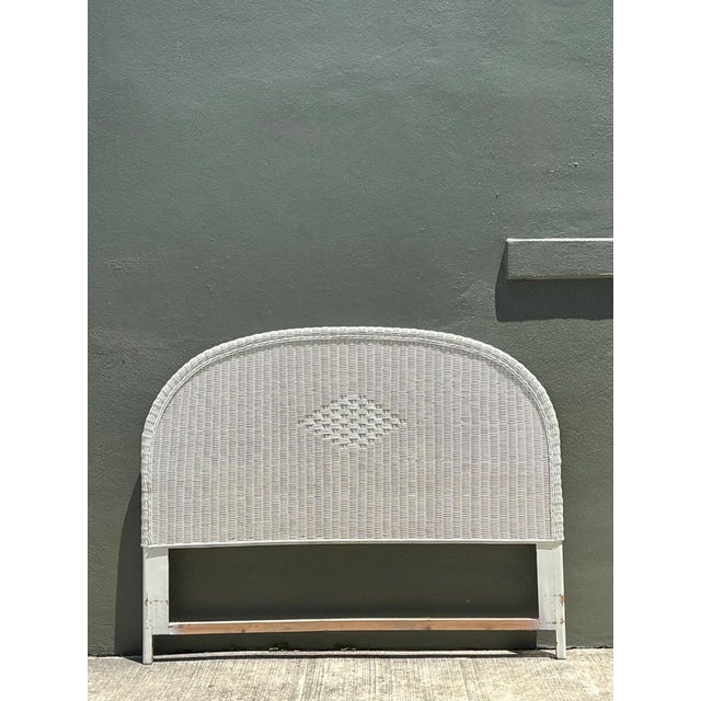 This charming vintage white rattan queen headboard captures the relaxed elegance and enduring appeal of mid-20th-century...