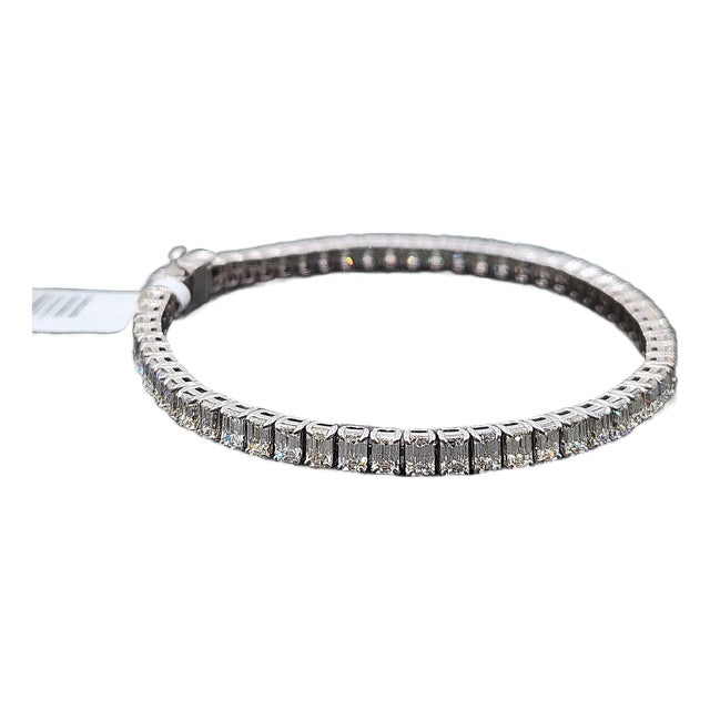 9.28 Ct Emerald Cut Diamond Tennis Bracelet For Sale