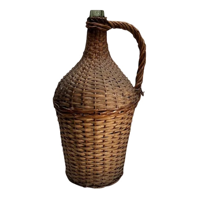 Vintage French Wicker Demi John Jug #344 For Sale