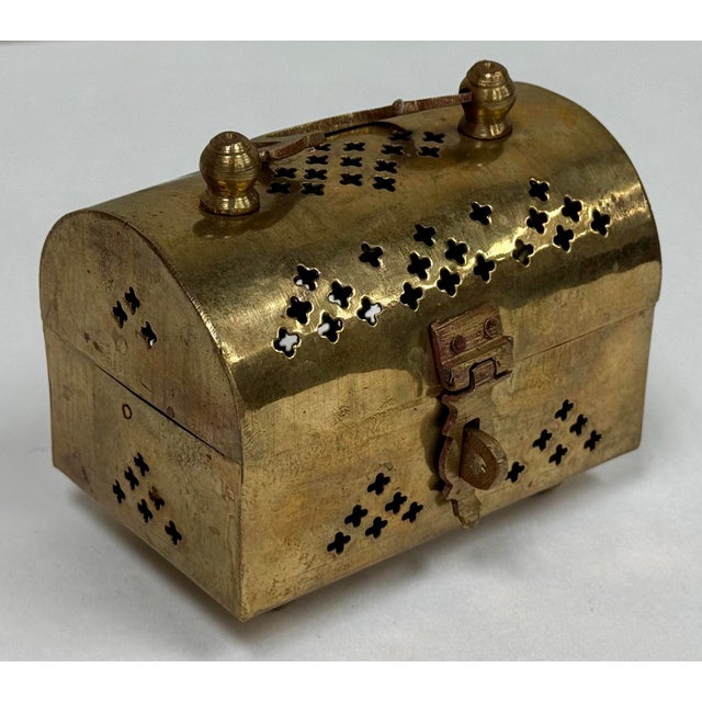 Metal Vintage Domed Brass Cricket Box on Ball Feet For Sale - Image 7 of 10