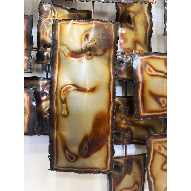 Artisan House Vintage Brutalist Torch-Cut Brass, Copper Wall Sculpture For Sale - Image 4 of 6