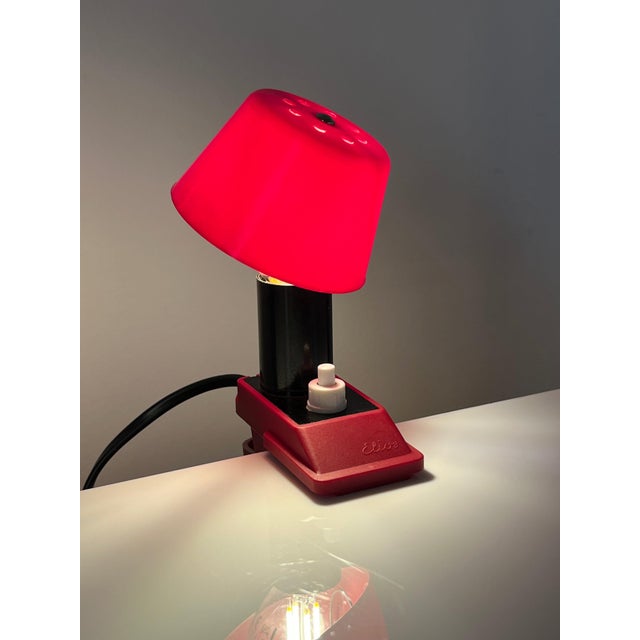 Red Clamp Lamp with Plastic Shade and Switch from Elios For Sale - Image 3 of 11