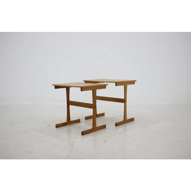 1960s Oak Nesting Tables Denmark, Set of 2, in Very Good conditions. Designed 1960 to 1969