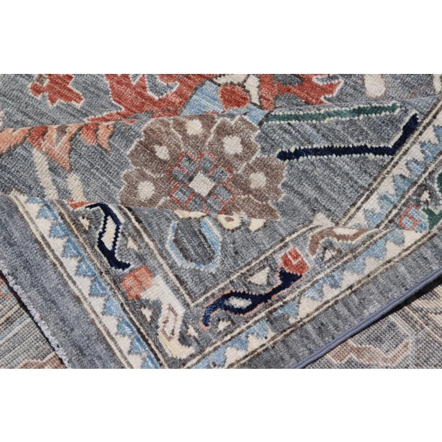Large Floral Oushak Rug by Keivan Woven Arts, Gray, 10'1 X 14'2 For Sale - Image 11 of 13