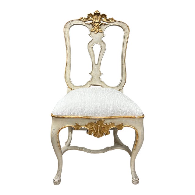 1920s Antique Italian Painted and Gilt Chair For Sale