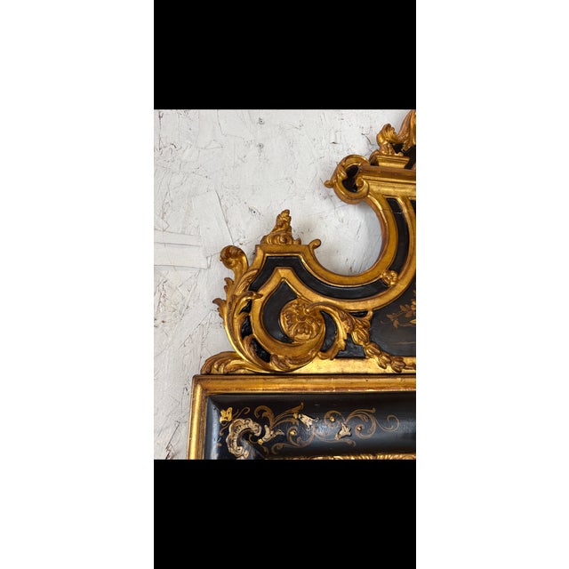 Onyx 1940s Large Italian Chinoiserie Mirror With Hand Painted Details For Sale - Image 8 of 8