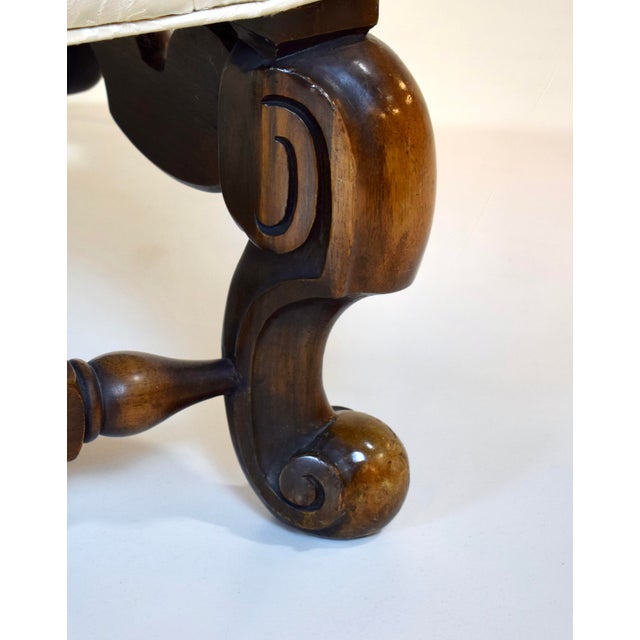 William Switzer Wing Chair in White Damask, Georgian Style, 2020's For Sale - Image 11 of 12