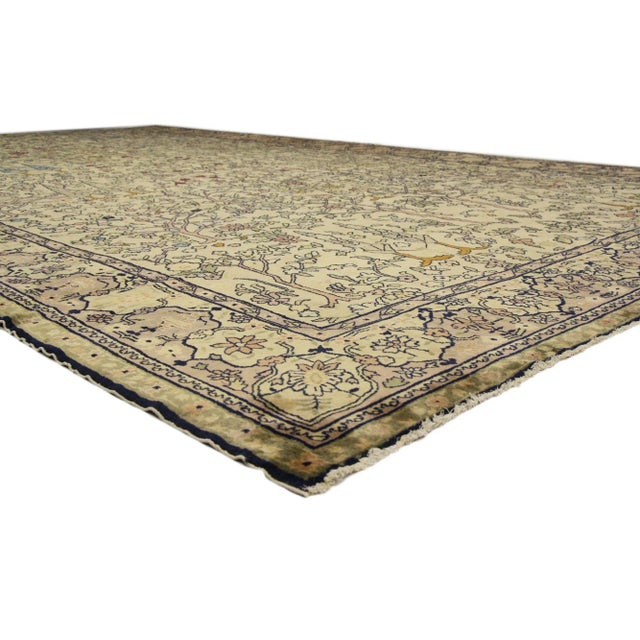72912 Antique Indian Agra Rug, 11’03 x 19’00. Emanating nostalgic charm with incredible detail and texture, this oversized...